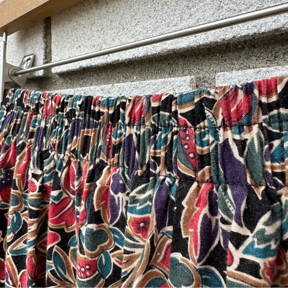 Vintage Essentials by Worthington Floral Midi Skirt Elastic Waist Pockets Cotton - Picture 6 of 9